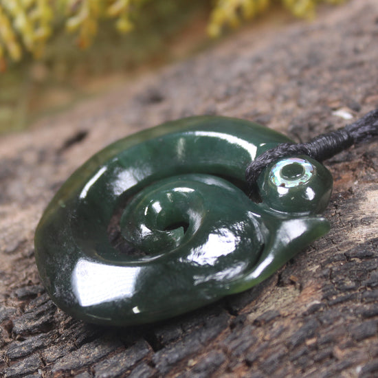 Koropepe carved from Kawakawa Pounamu - NZ Greenstone