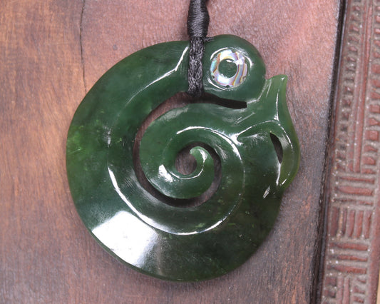 Koropepe carved from Kawakawa Pounamu - NZ Greenstone