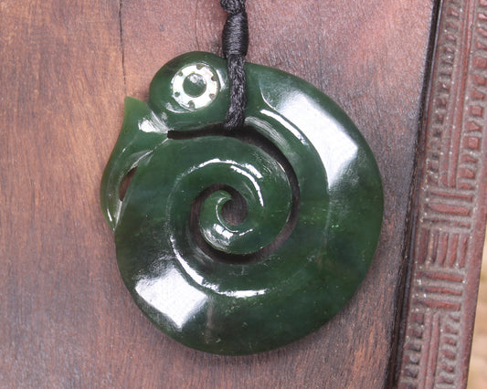 Koropepe carved from Kawakawa Pounamu - NZ Greenstone