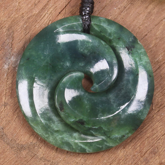 Koru pendant carved from Kawakawa Pounamu - NZ Greenstone