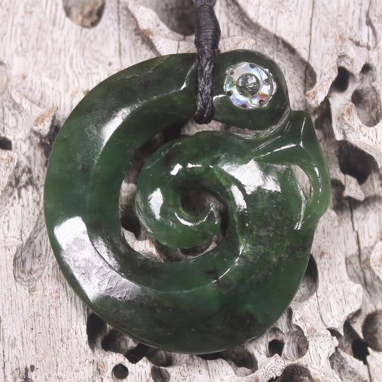 Koropepe carved from Kawakawa Pounamu - NZ Greenstone