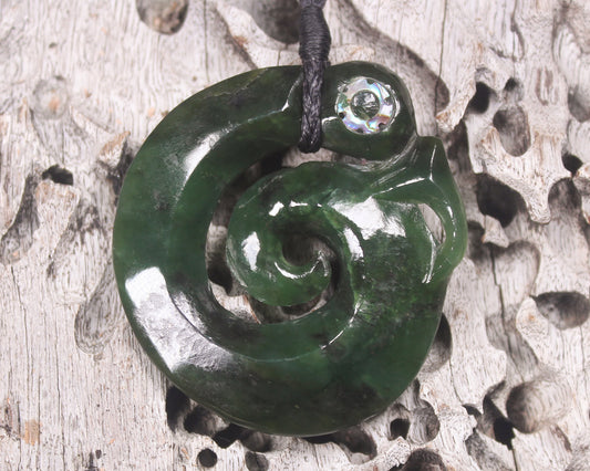 Koropepe carved from Kawakawa Pounamu - NZ Greenstone