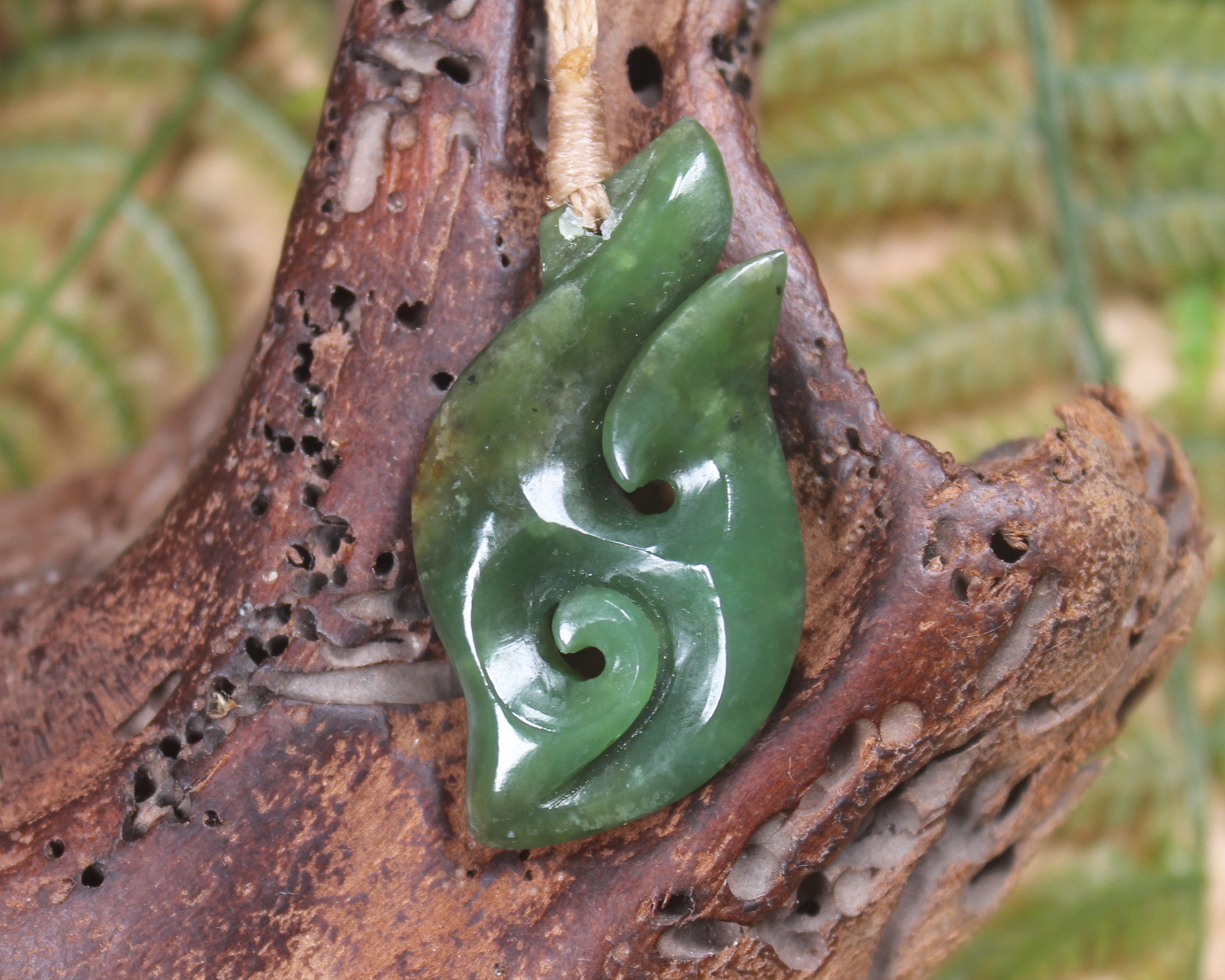 Hei Matau or Fish Hook carved from Hapopo Pounamu - NZ Greenstone
