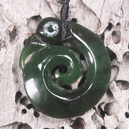 Koropepe carved from Kawakawa Pounamu - NZ Greenstone