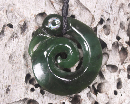 Koropepe carved from Kawakawa Pounamu - NZ Greenstone