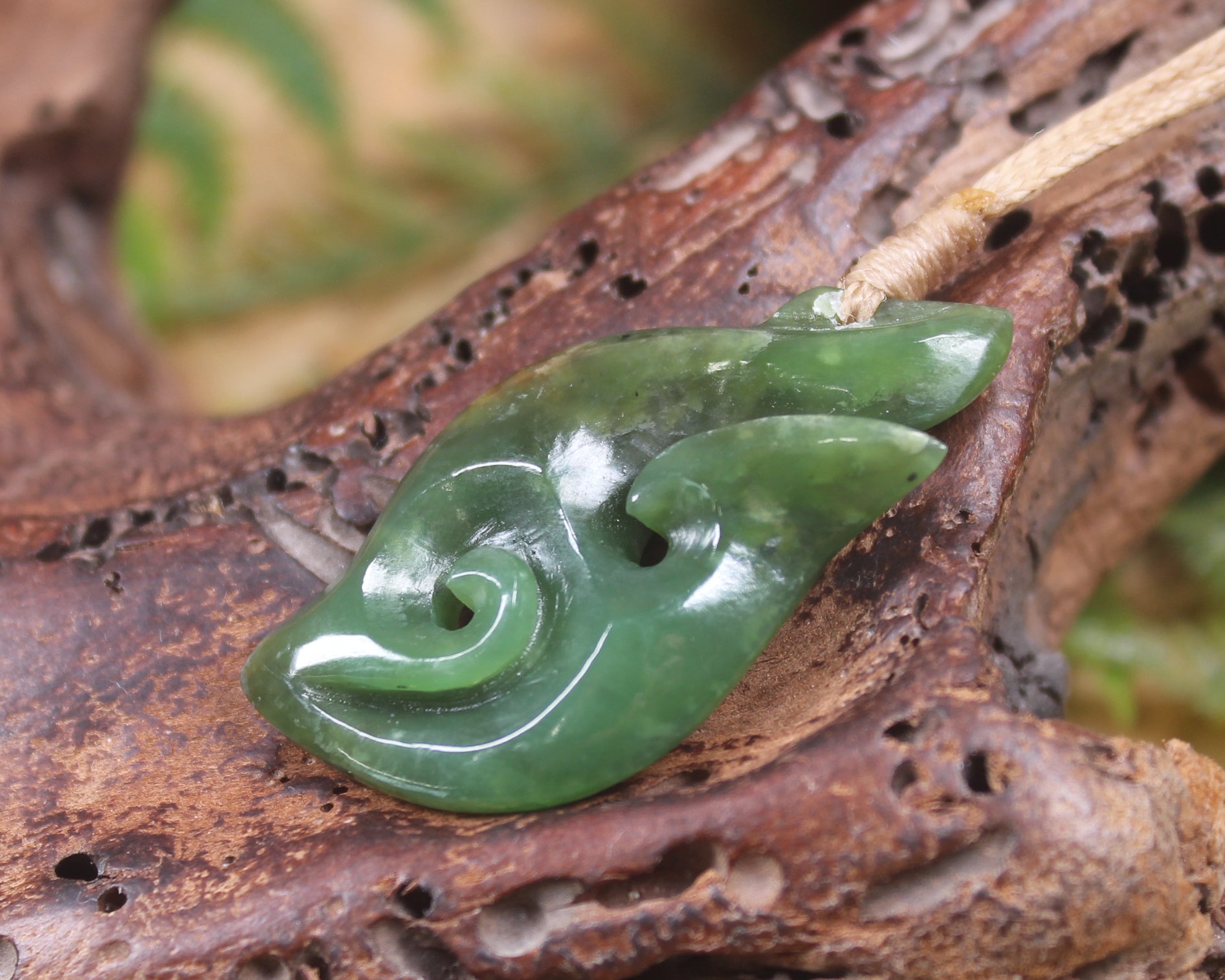 Hei Matau or Fish Hook carved from Hapopo Pounamu - NZ Greenstone