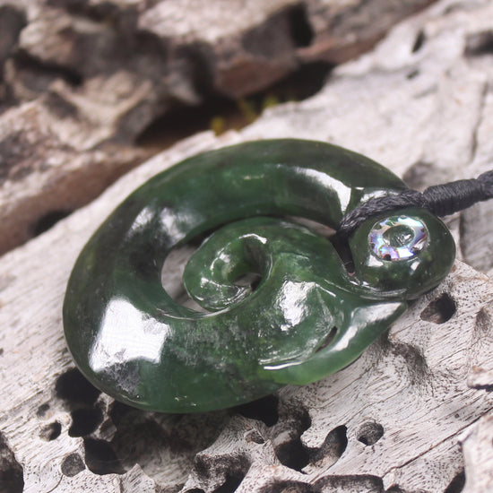 Koropepe carved from Kawakawa Pounamu - NZ Greenstone