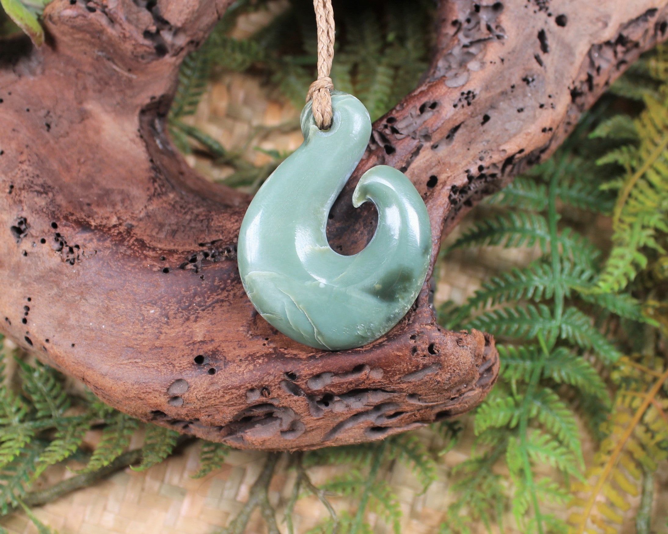 Hei Matau carved from Inanga Pounamu - NZ Greenstone