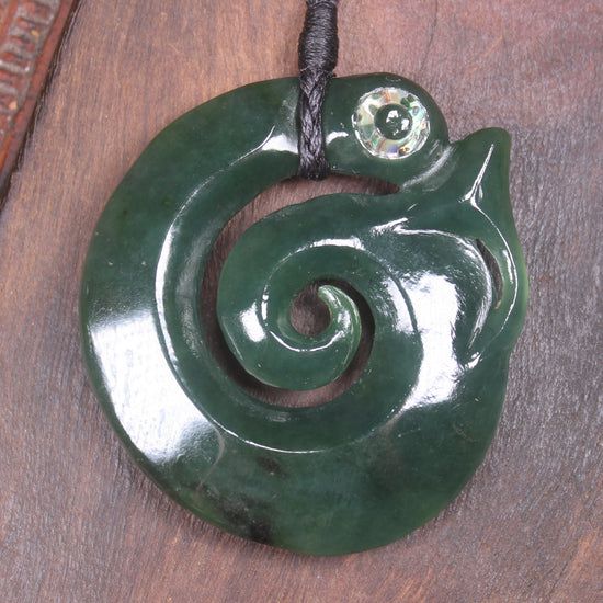Koropepe carved from Kawakawa Pounamu - NZ Greenstone