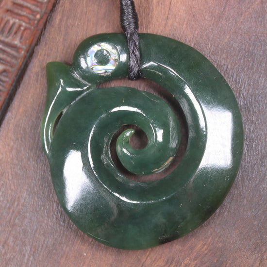 Koropepe carved from Kawakawa Pounamu - NZ Greenstone