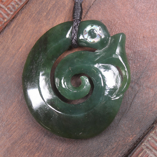 Koropepe carved from Kawakawa Pounamu - NZ Greenstone