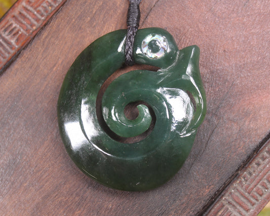 Koropepe carved from Kawakawa Pounamu - NZ Greenstone