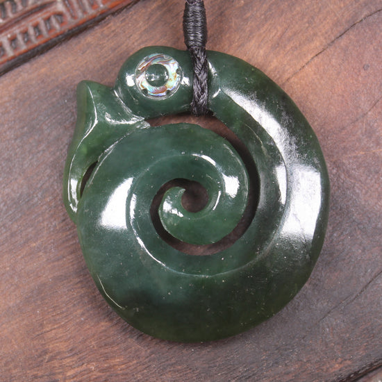 Koropepe carved from Kawakawa Pounamu - NZ Greenstone
