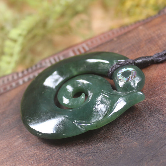 Koropepe carved from Kawakawa Pounamu - NZ Greenstone