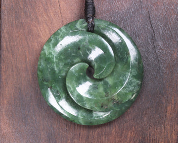 Koru pendant carved from Kawakawa Pounamu - NZ Greenstone