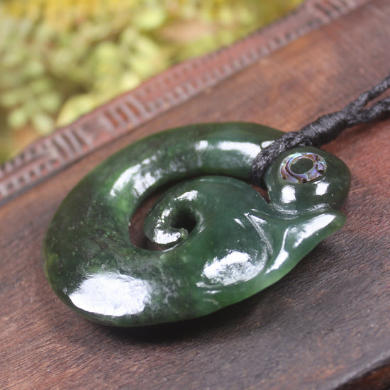 Koropepe carved from Kawakawa Pounamu - NZ Greenstone