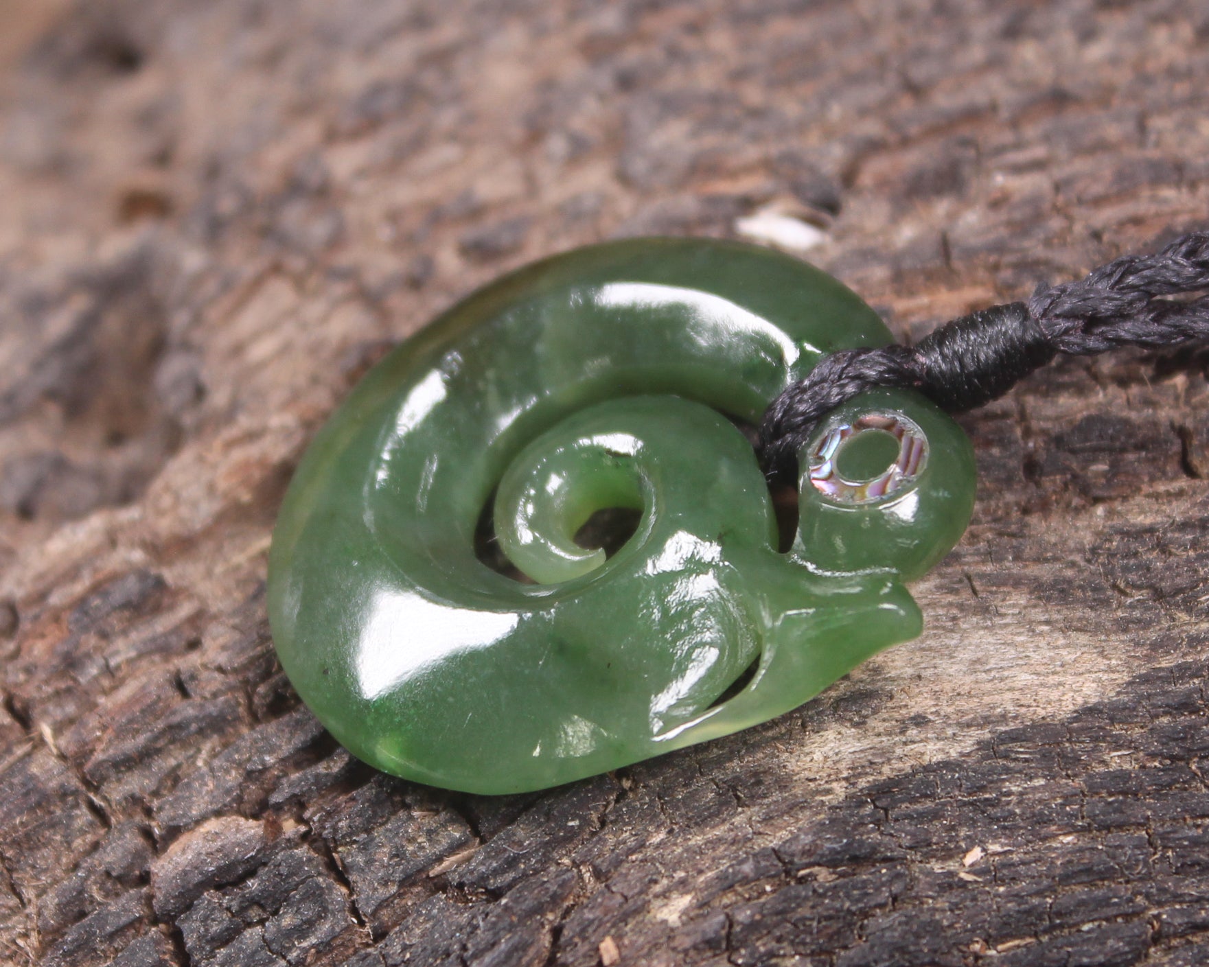 Koropepe carved from Hapopo Pounamu - NZ Greenstone