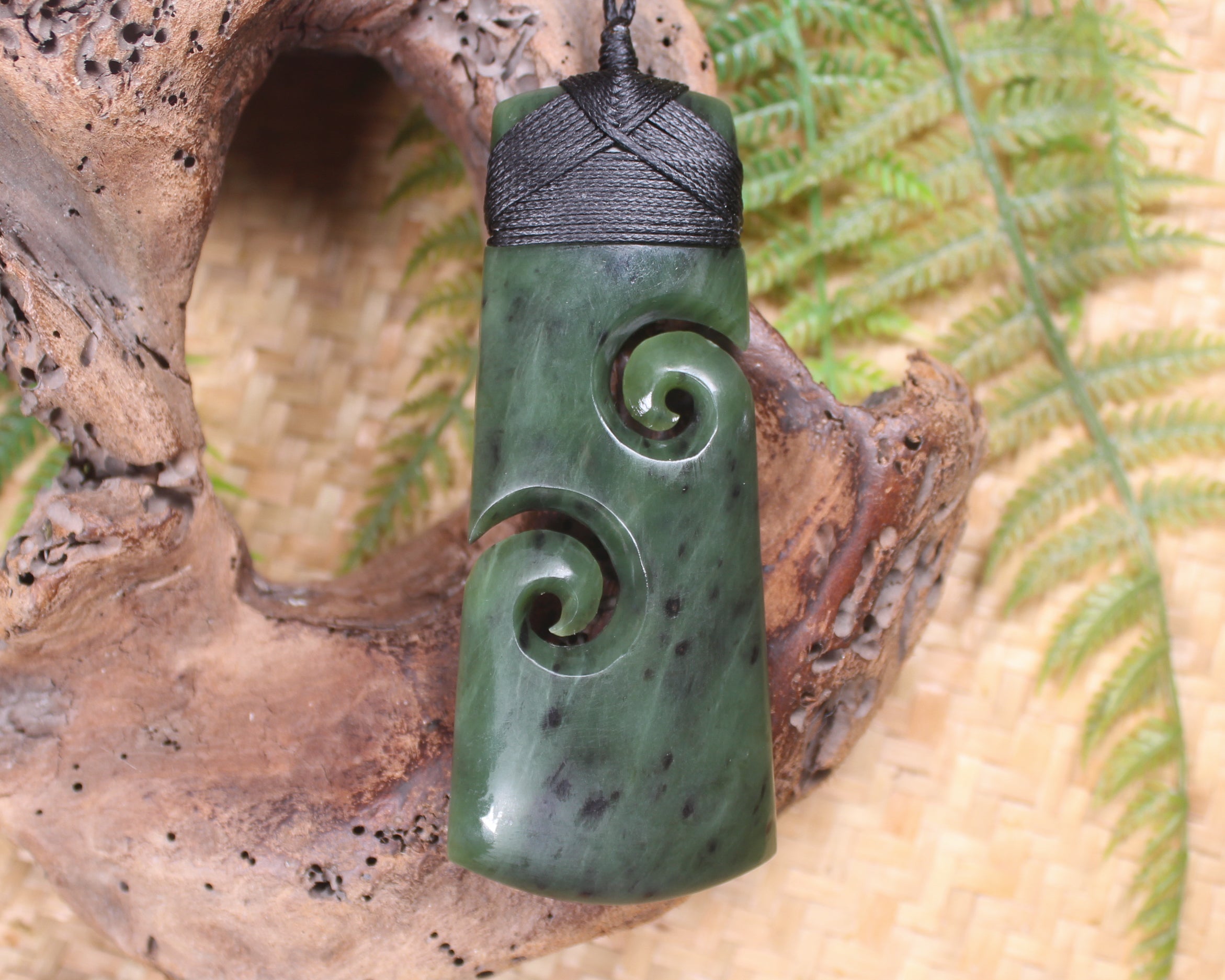 Toki or Adze with Koru Pendant carved from Rimu Pounamu - NZ Greenstone