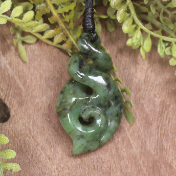 Koru Twist carved from Hapopo Pounamu - NZ Greenstone