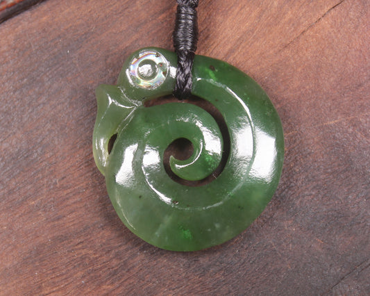 Koropepe carved from Hapopo Pounamu - NZ Greenstone