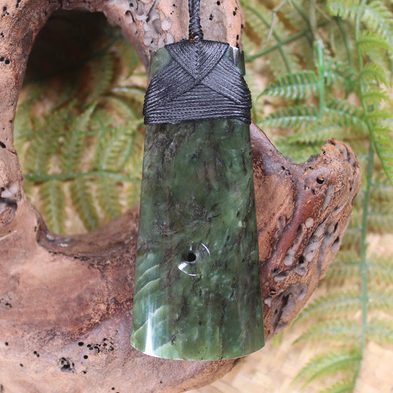 Toki or Adze with Koru Pendant carved from Rimu Pounamu - NZ Greenstone