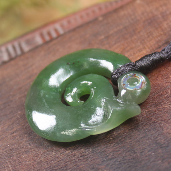 Koropepe carved from Hapopo Pounamu - NZ Greenstone