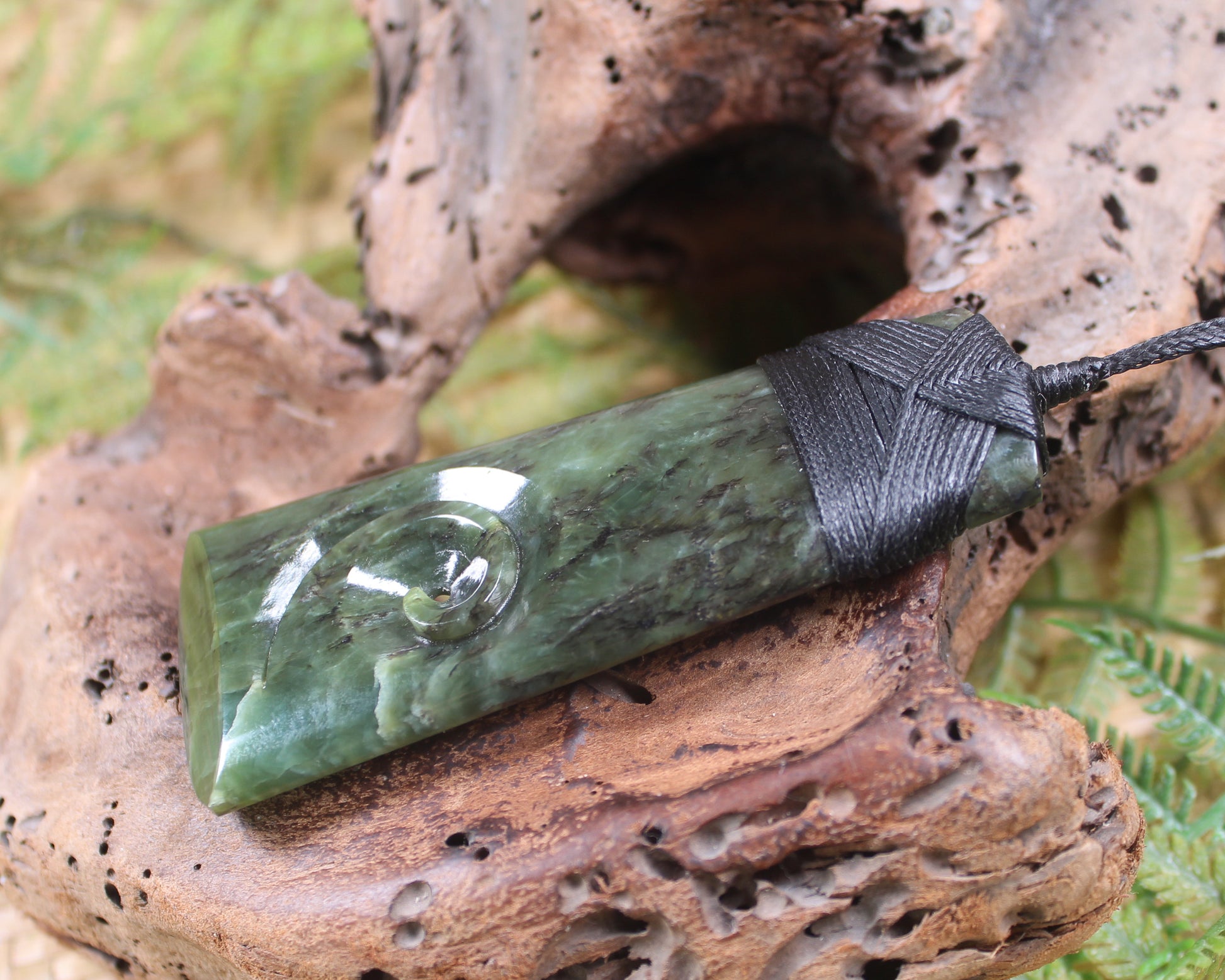 Toki or Adze with Koru Pendant carved from Rimu Pounamu - NZ Greenstone