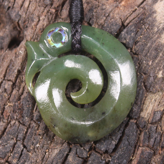 Koropepe carved from Hapopo Pounamu - NZ Greenstone