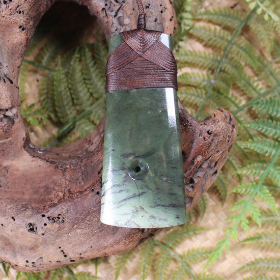 Toki or Adze with Koru Pendant carved from Rimu Pounamu - NZ Greenstone