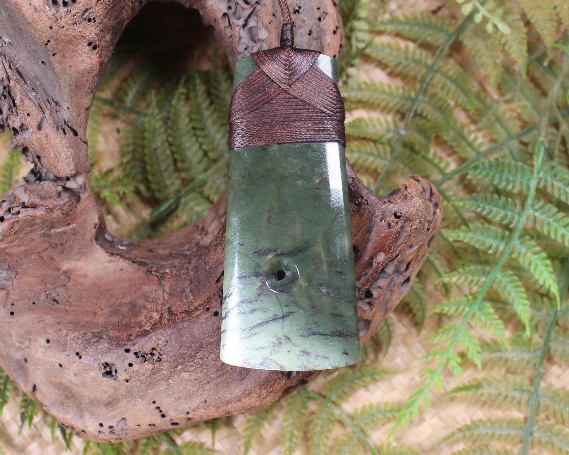Toki or Adze with Koru Pendant carved from Rimu Pounamu - NZ Greenstone
