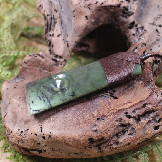 Toki or Adze with Koru Pendant carved from Rimu Pounamu - NZ Greenstone