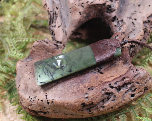 Toki or Adze with Koru Pendant carved from Rimu Pounamu - NZ Greenstone