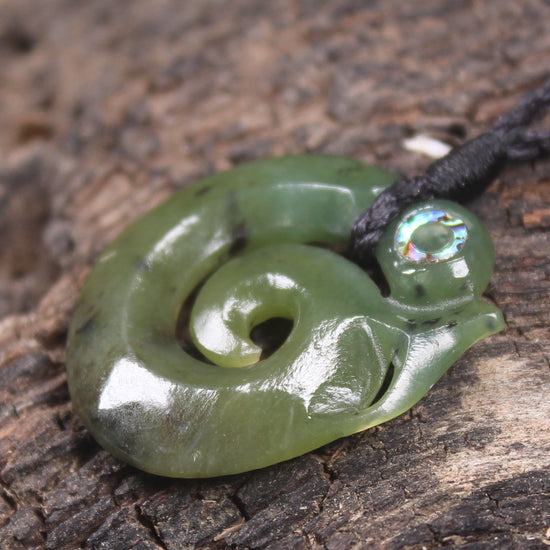 Koropepe carved from Hapopo Pounamu - NZ Greenstone