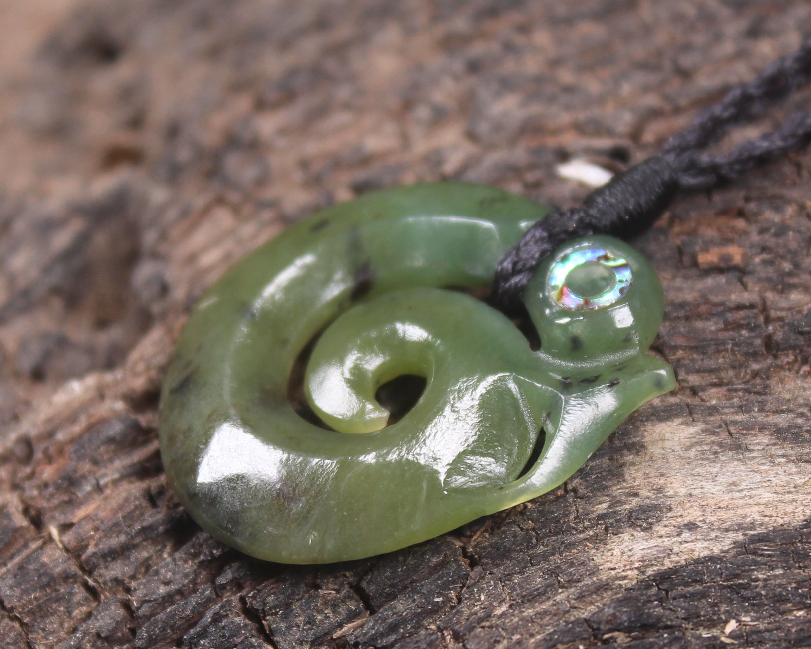 Koropepe carved from Hapopo Pounamu - NZ Greenstone