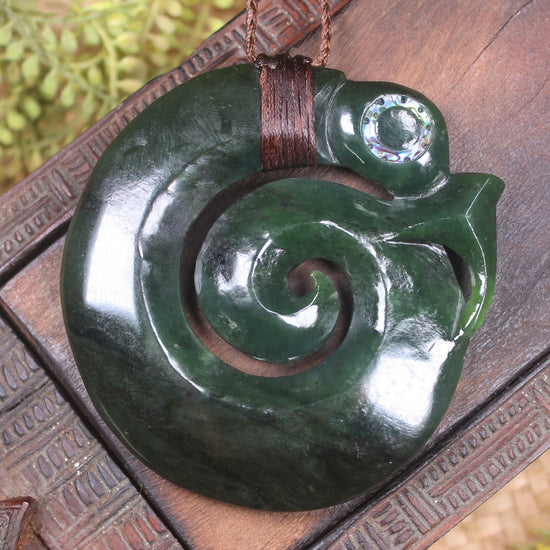 Koropepe carved from Kawakawa Pounamu - NZ Greenstone
