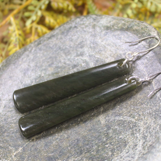 Roimata or Teardrop earrings carved from Rimu Pounamu - NZ Greenstone