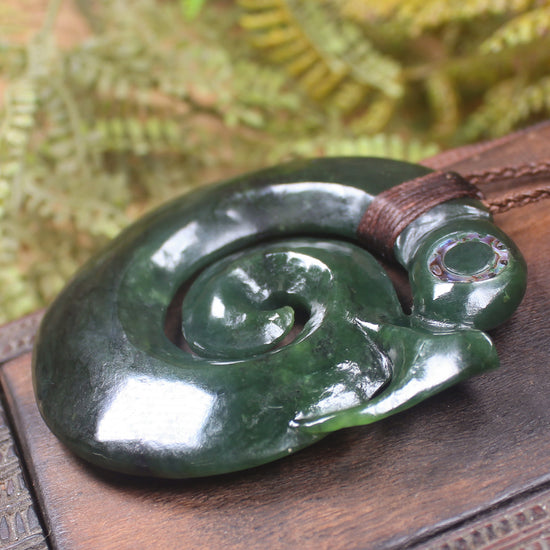 Koropepe carved from Kawakawa Pounamu - NZ Greenstone