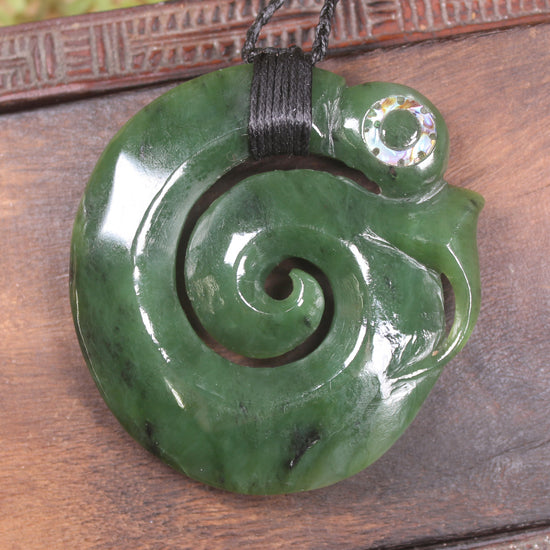 Koropepe carved from Hapopo Pounamu - NZ Greenstone