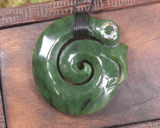 Koropepe carved from Hapopo Pounamu - NZ Greenstone