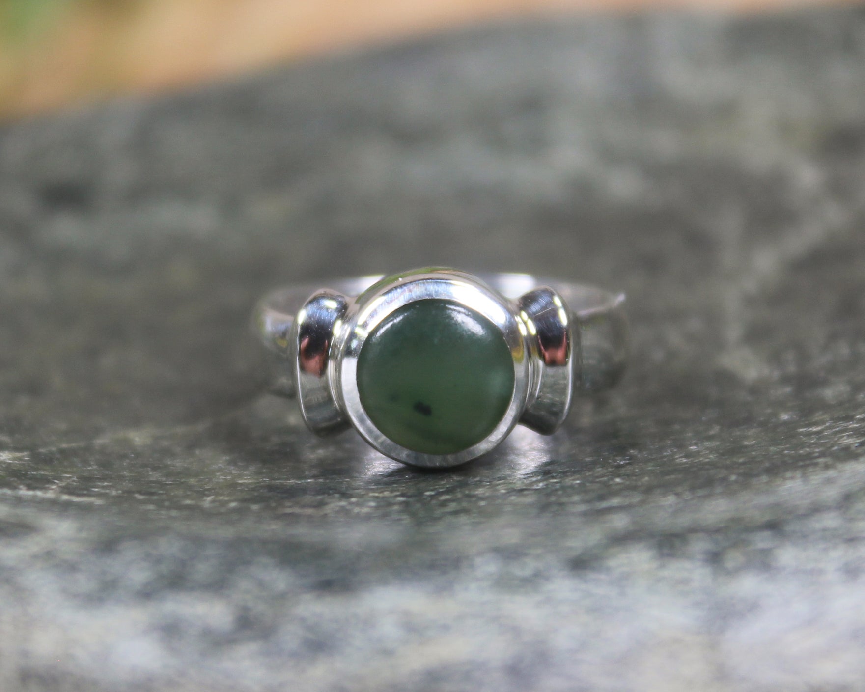 Sterling Silver Hapopo Pounamu Ring - NZ Greenstone