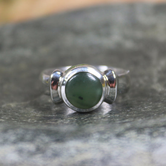 Sterling Silver Hapopo Pounamu Ring - NZ Greenstone