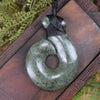 NZ Greenstone Large Hei Matau Pendant (BP696) Hapopo Pounamu