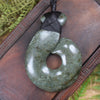 NZ Greenstone Large Hei Matau Pendant (BP696) Hapopo Pounamu