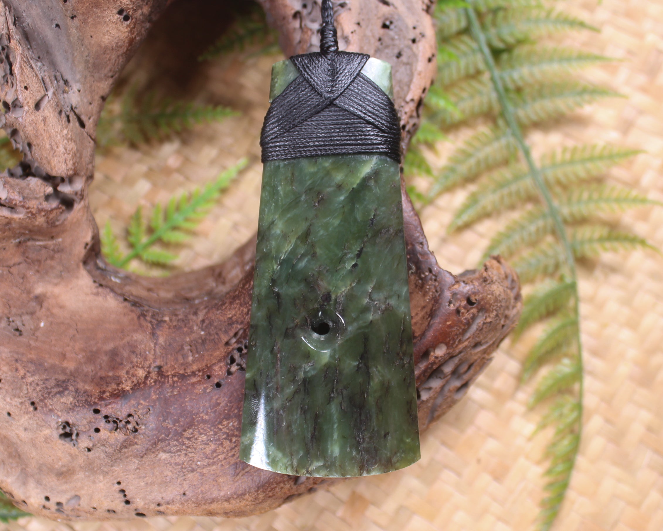 Toki or Adze with Koru Pendant carved from Rimu Pounamu - NZ Greenstone