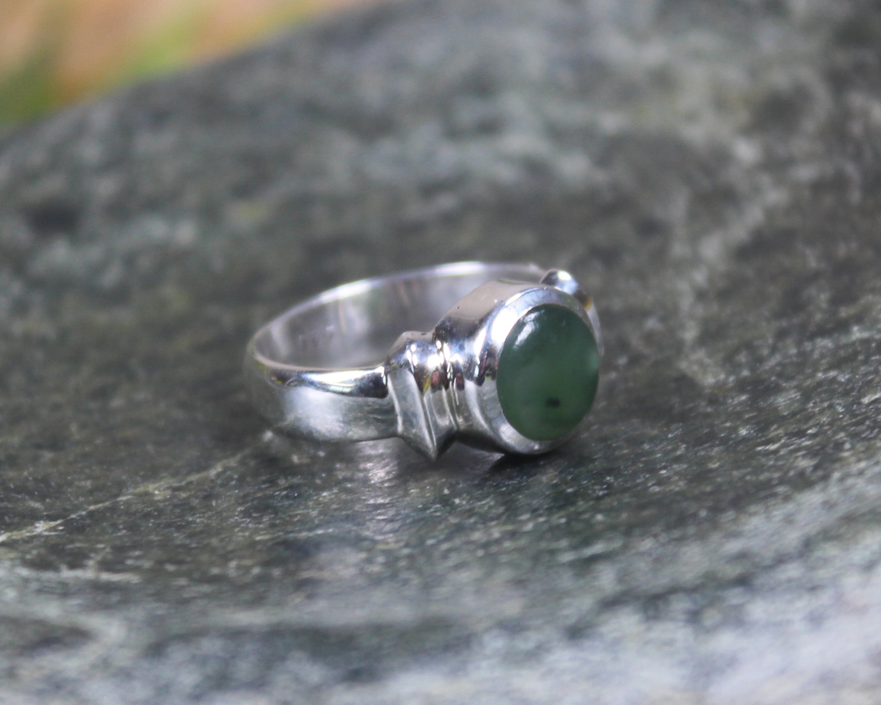 Sterling Silver Hapopo Pounamu Ring - NZ Greenstone