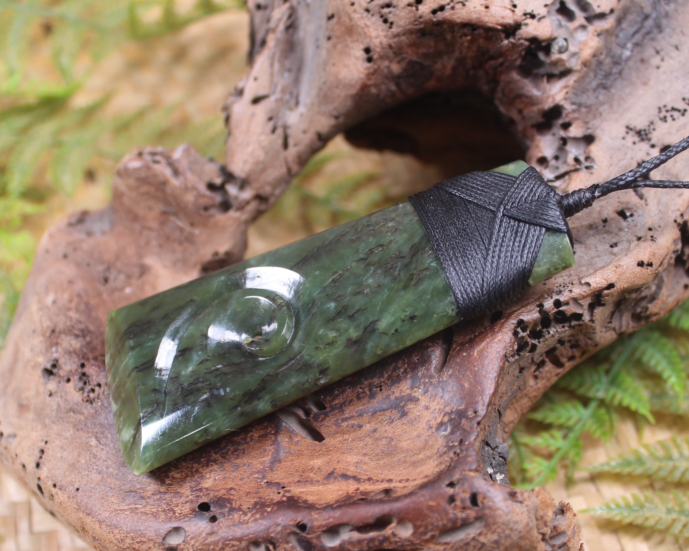 Toki or Adze with Koru Pendant carved from Rimu Pounamu - NZ Greenstone