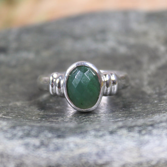 Sterling Silver Hapopo Pounamu Ring - NZ Greenstone