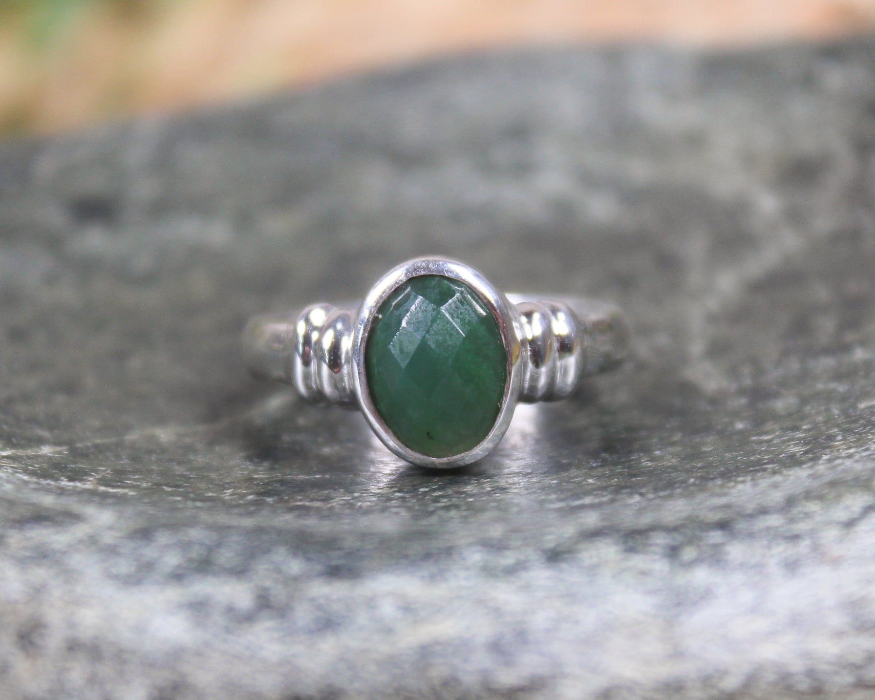 Sterling Silver Hapopo Pounamu Ring - NZ Greenstone
