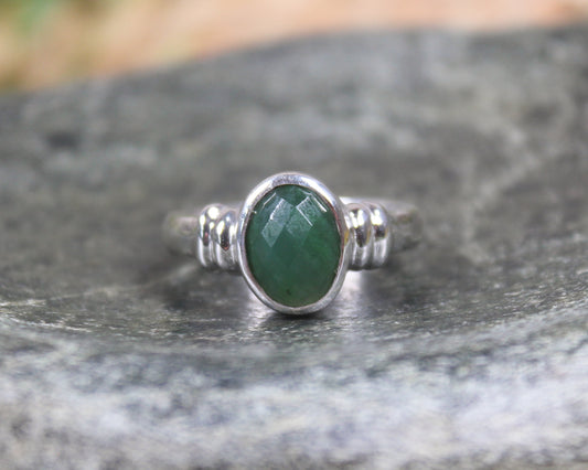 Sterling Silver Hapopo Pounamu Ring - NZ Greenstone
