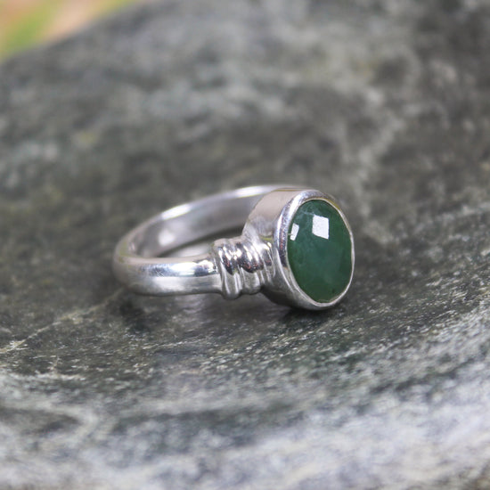 Sterling Silver Hapopo Pounamu Ring - NZ Greenstone